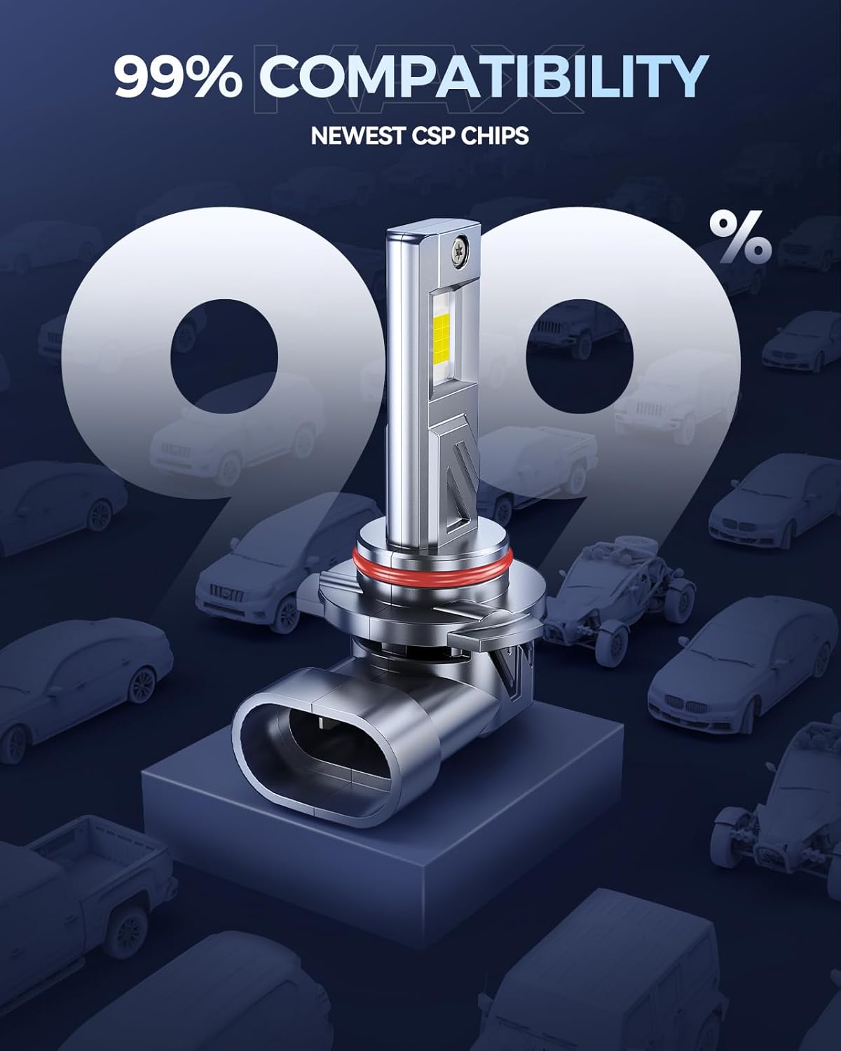 KAX 2025 10X Brightener 9005 Led Bulb for Car Owners, 50000Lm HB3 for Drivers at Night, LED Bulb During Bad Weather, 1:1 Real Size, 100000 Hours Lifespan, 99% Fit Your Vehicles, Plug & Play, 2 Pack