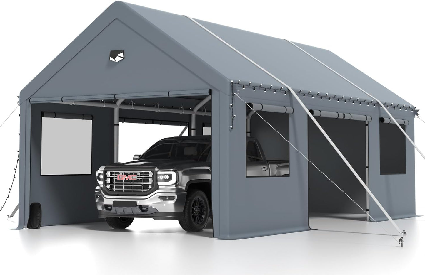 Carports 10X20 Heavy Duty，Portable Car Port Garage，Carport Canopy with Side Doors，Outdoor Car Shelter All Weather,Grey