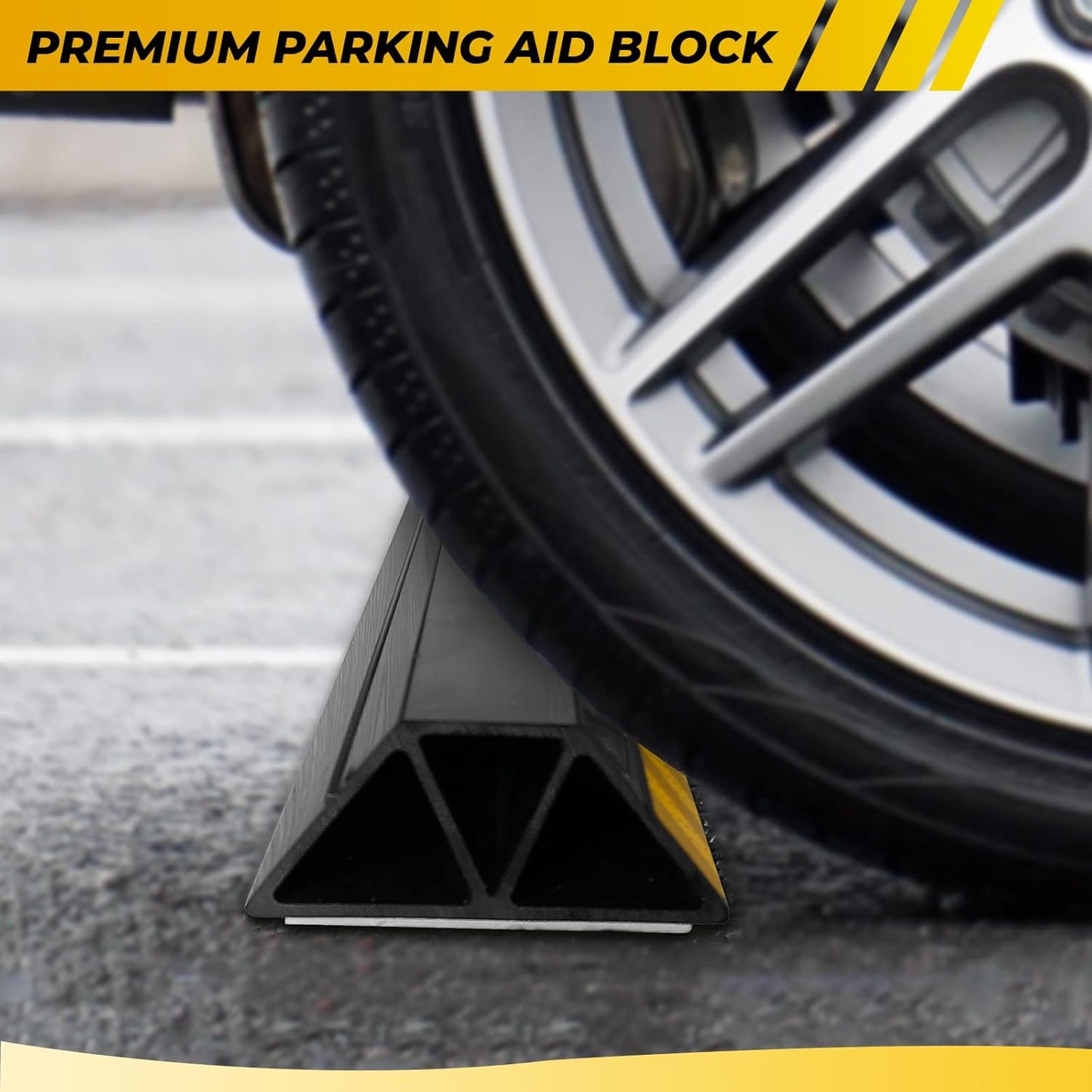 (New Updated 18" 2 Packs Heavy Duty Parking Stopper for Garage, Parking Gadgets Protects Car, Parking Aid Easy to Install 2 PCS, 18" L x 3.7" W x 1.8" H