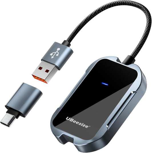 UBeesize Wireless CarPlay Adapter (2025) – Seamless Wireless Upgrade for 2017+ Cars | iPhone & Android Compatible