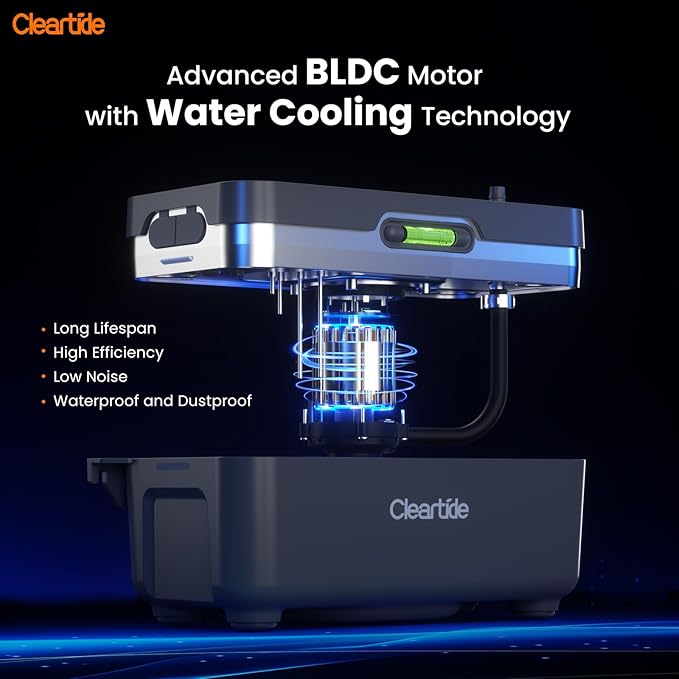 Cleartide Condensate HVAC Pump, Ultra-Quiet 25dB, 1/50 HP 110 GPH, Automatic Condensate Removal Pump with Safety Switch for Air Conditioner/Furnace/Dehumidifier, 100-240V, 23.6ft Head Height