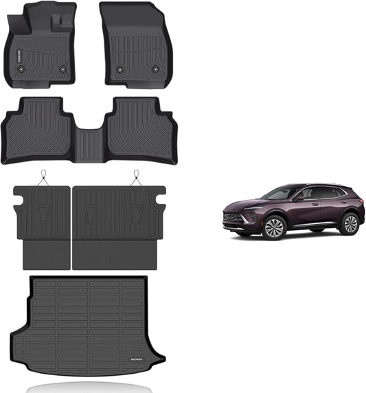 KELCSEECS® Floor Mats & Cargo Liner with Seatback Mats Custom for 2021-2025 Buick Envision,All Weather Protection TPE Floor Liners Full Set Envision Accessories Black