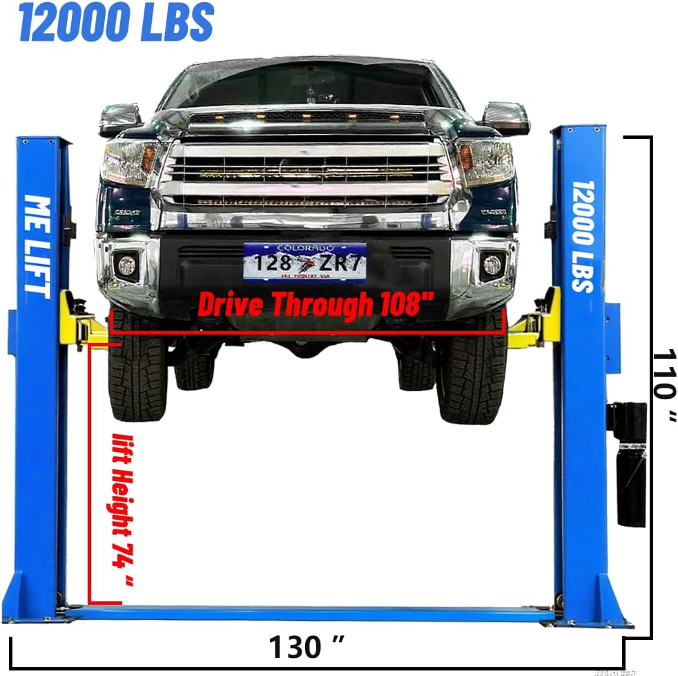 ME 12000lbs 2 Post Lift Automotive Car Lift Single Point Lock Release Two Post Car Lift for Home Garage and Shop ME-H1200