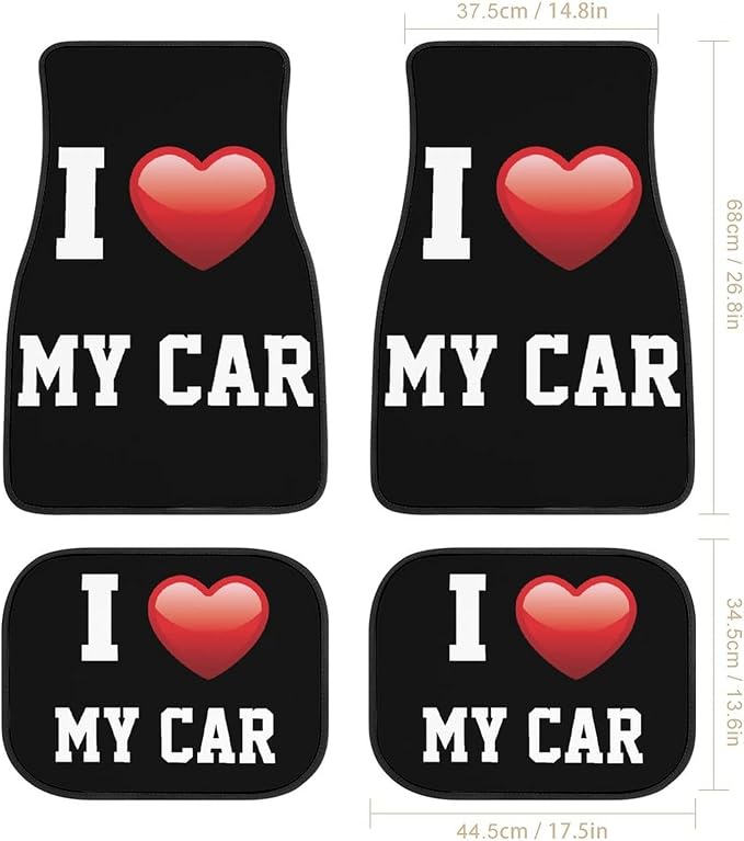 Personalized car mats 4 Pieces Custom Floor mats for Cars SUV Sedan Truck Van with Text and 3D Picture (Black with Red)