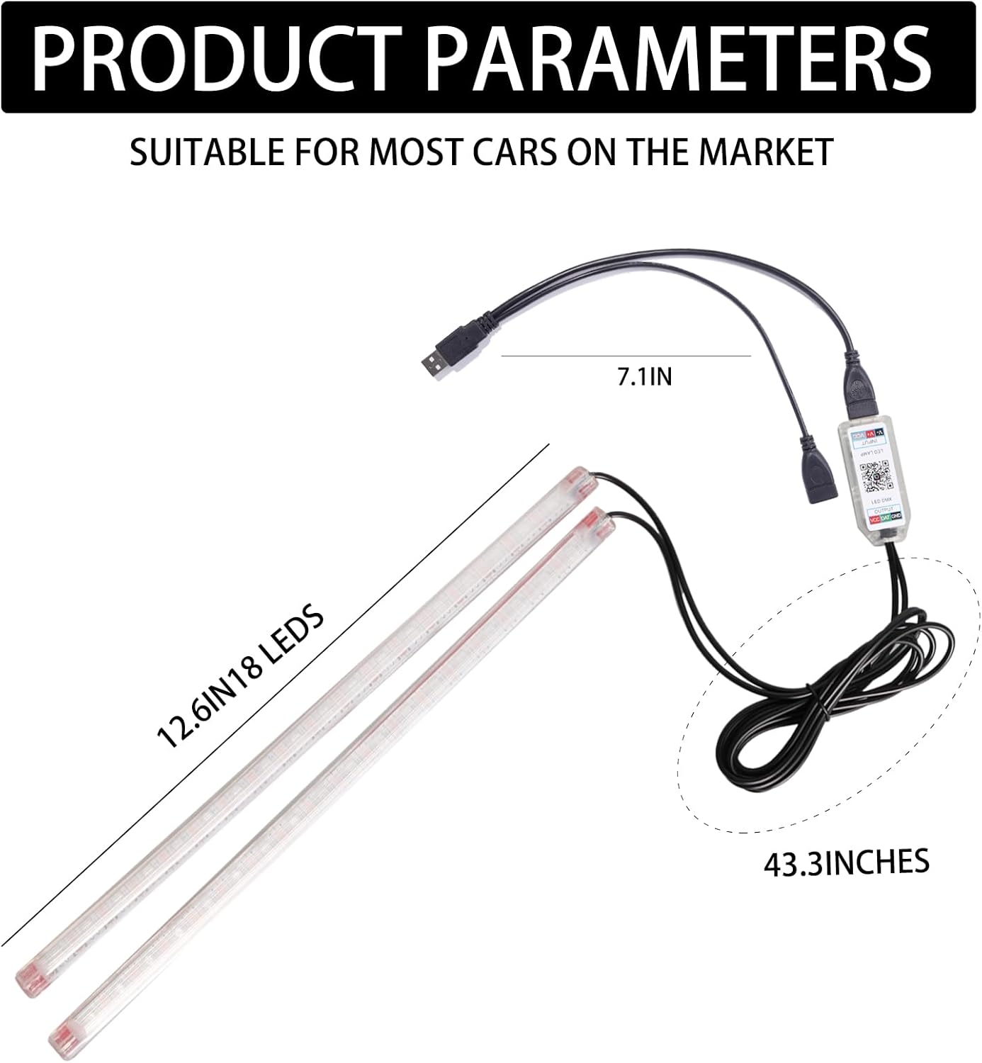 Upgrade Smart USB Dream Color Interior Car LED Strip Light with App Control, RGB Multi Color USB 5V Neon Atmosphere Ambient Night Strip Light Decorative Lamp for Cars with Music and DIY Mode(D36LEDs)