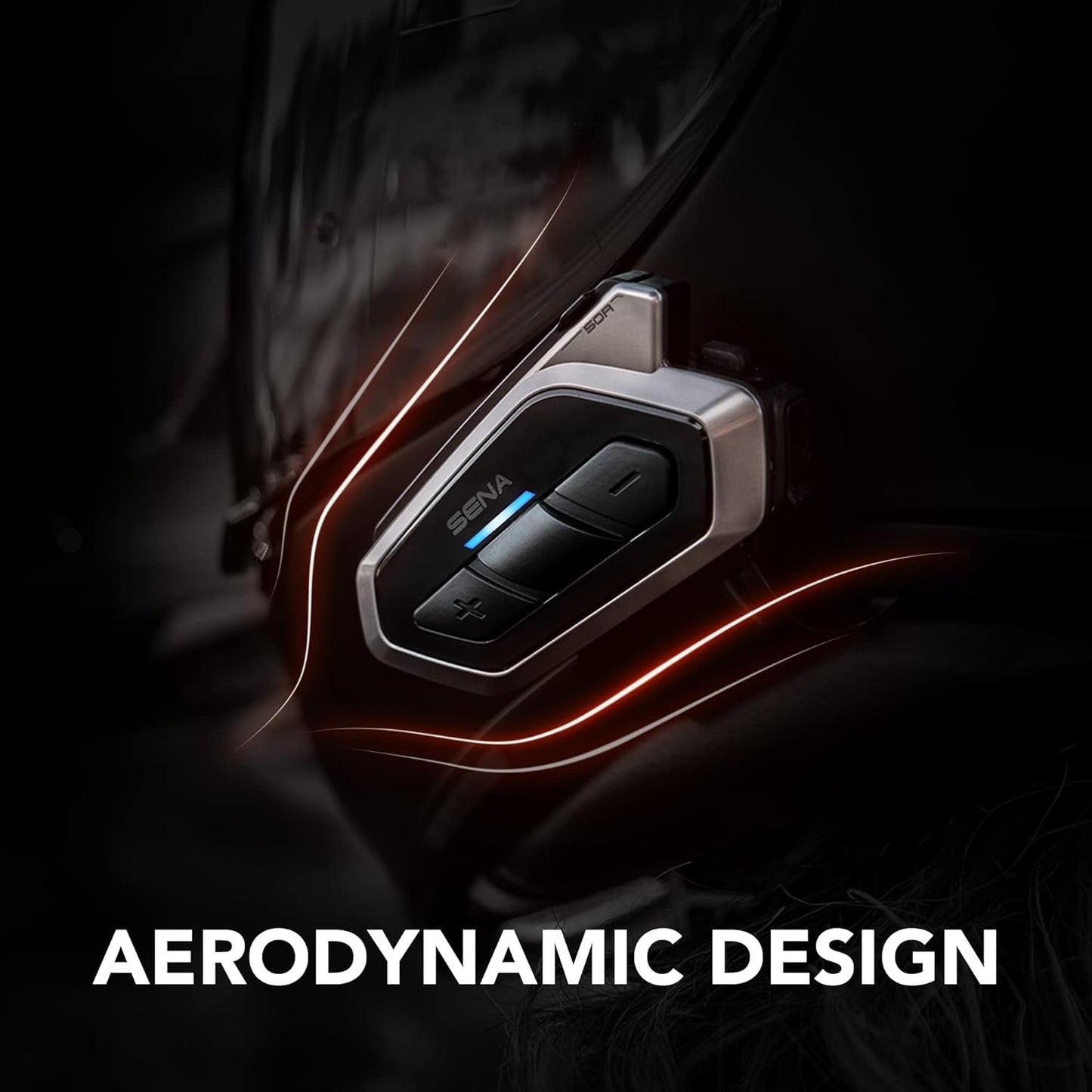 Sena 50R 3-Button Motorcycle Bluetooth Headset w/Sound by Harman Kardon Integrated Mesh Intercom System Premium Microphone & Speakers, Dual Pack