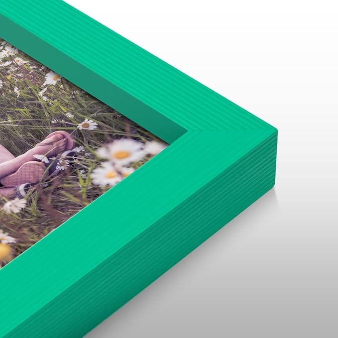 Renditions Gallery Set of 4, 8X10 Custom Photo Prints with Real Wood Picture Frames. Create Personalized Photos with Peel & Stick Photo Frames. Green Frame