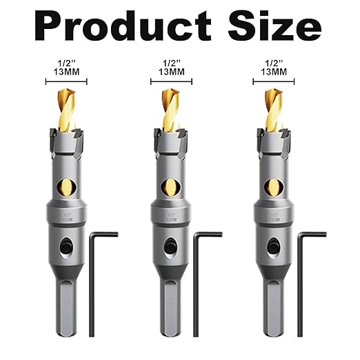 Metal Hole Saw 1/2" (13mm) 3Pcs Set Heavy Duty Tungsten Carbide Tipped Hole Cutters Set with L-flench, for Steel Iron,Aluminum,Stainless stell,Plastic