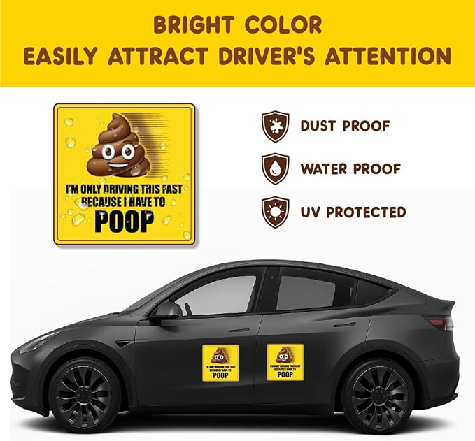 I Have to Poop 5.5" Funny Poop Car Magnet – Hilarious Prank and Funny Decor for Cars – Durable Funny Car Magnets for Adults – Weatherproof Prank Bumper Magnet & Gag Gift Alternative to Stickers