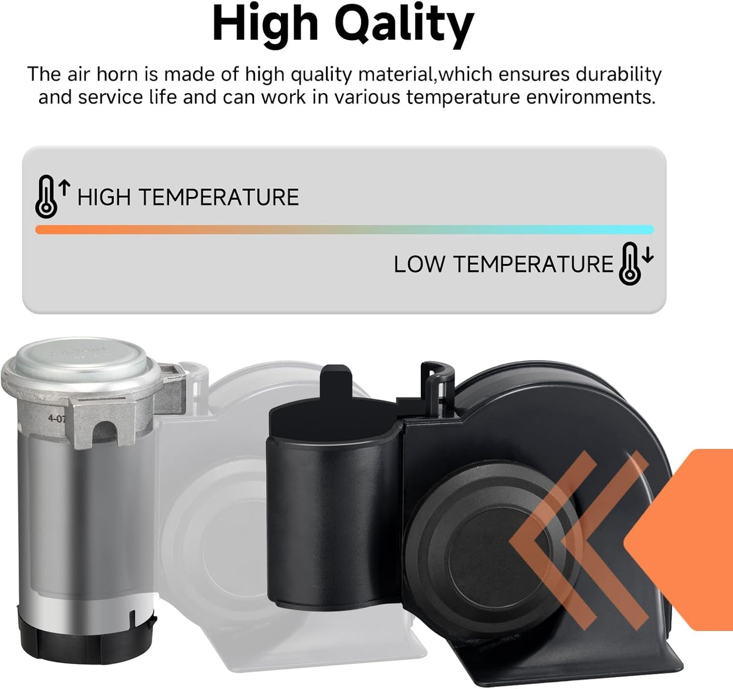 Air Horn for Truck,Super High Pitched Train Horn for Car, Waterproof Snail Horn for Motorcycles, Cars, trucks, trains and ships(black horn with wire, 12v)