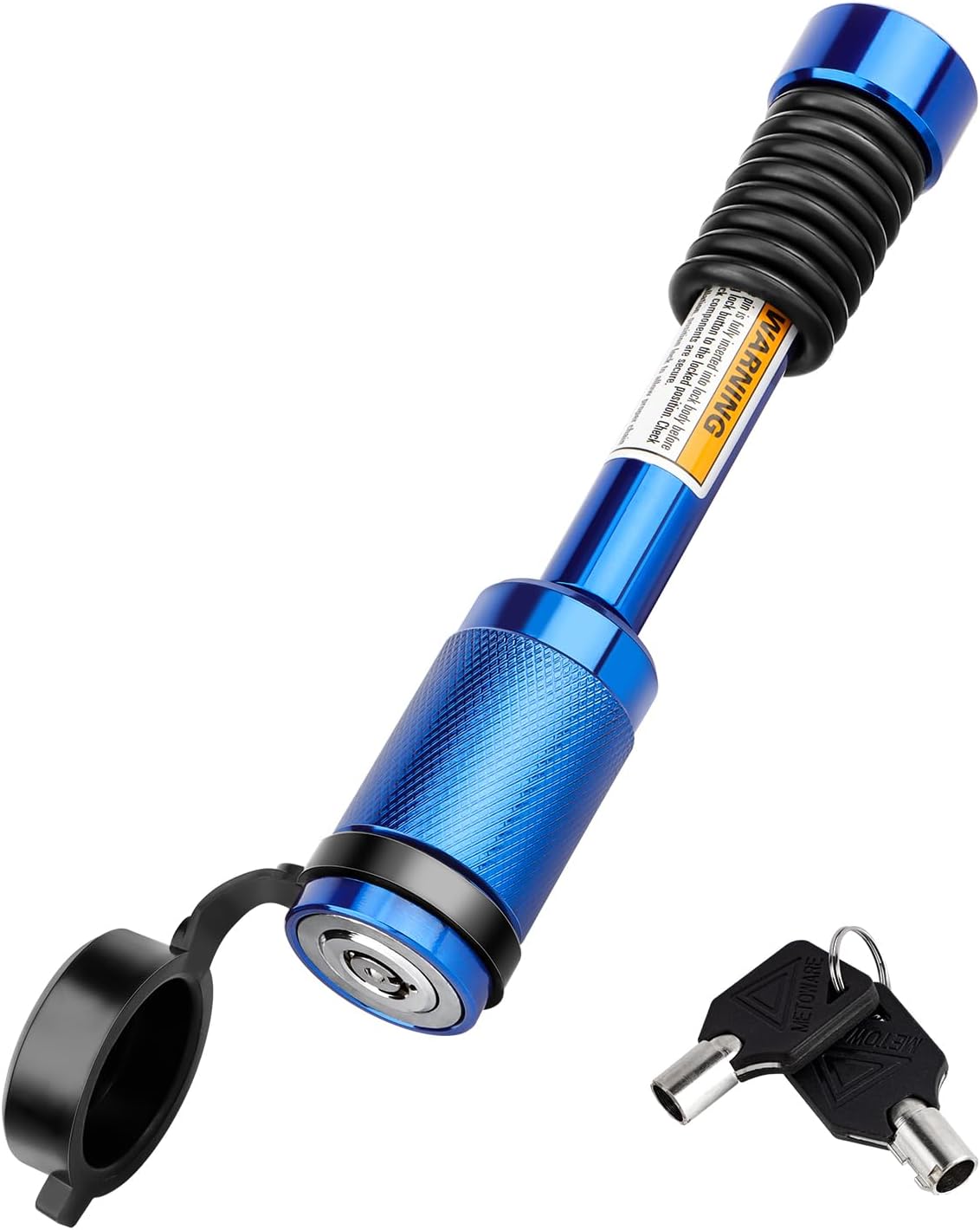 METOWARE Trailer Hitch Lock, Tailer Receiver Lock Fits Class III/IV, 2", 2-1/2" Hitch Receiver with 5/8" Dia Pin and 8 Rattle Rubber O-Rings, for Trailer, Truck, Car, Boat (Blue)