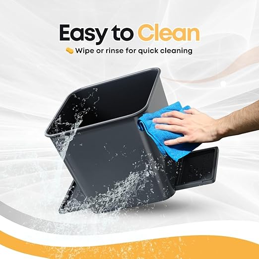 Car Trash Can 2L with Stability Wings & Velcro for Extra Stability ??Magic Strip & Clip for Fabric & Rubber Mats ??Durable Plastic, Easy Pull Trash Bags Included ??Grey