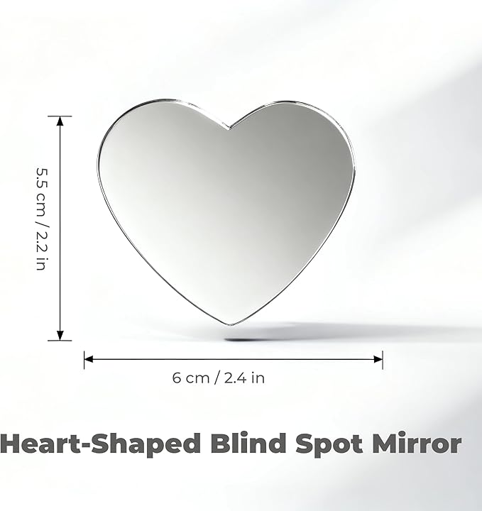 2 pcs Blind Spot Mirrors, 2" Heart Shaped HD Glass Convex 360° Wide Angle Side Rear View Mirror with ABS Housing for Cars SUV and Trucks, Chrome Heart shape, Pack of 2