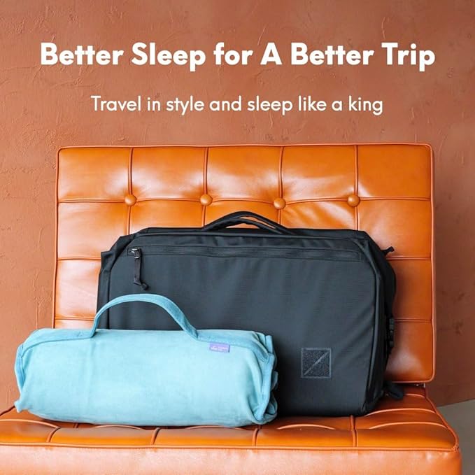 Cushion Lab Travel Deep Sleep Pillow – Compact Memory Foam Neck Pillow for Sleeping, Portable Pillow for Hotels, Camping, Side & Back Sleepers, On-The-Go – Wellness Green