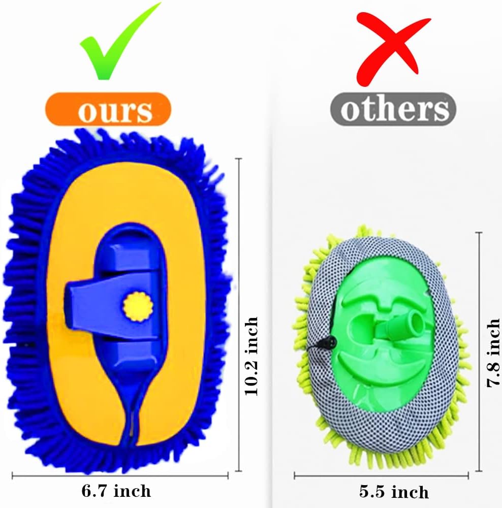 Car Wash Brush with Long Handle, Microfiber Towels Car Wash Kit Cleaning Supplies, Car Wash Mop Mitt with 2 Replacement Head , Extension Pole Car Brush Cleaning Kit for Cars Trucks(Blue)