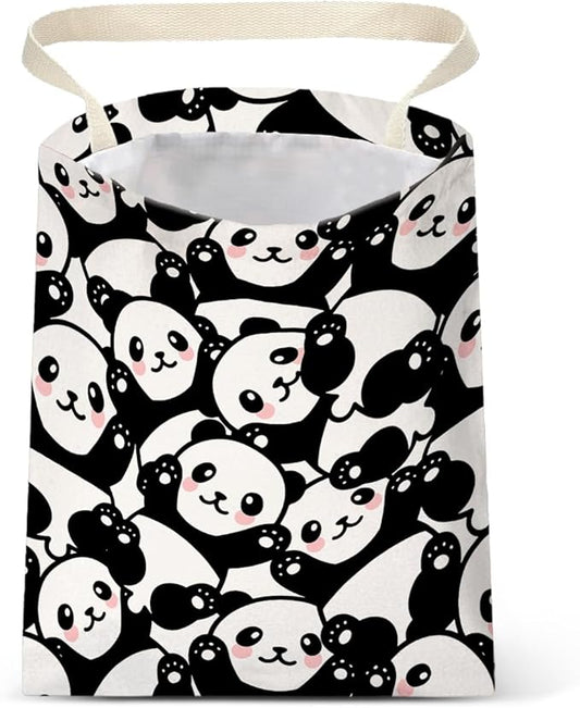 Car Trash Bag Hanging No Snap Small Garbage Bag for Car Back Seat Cute Printed One-handed Strap Trash Bags Car Accessories-Panda Car Trash Bags