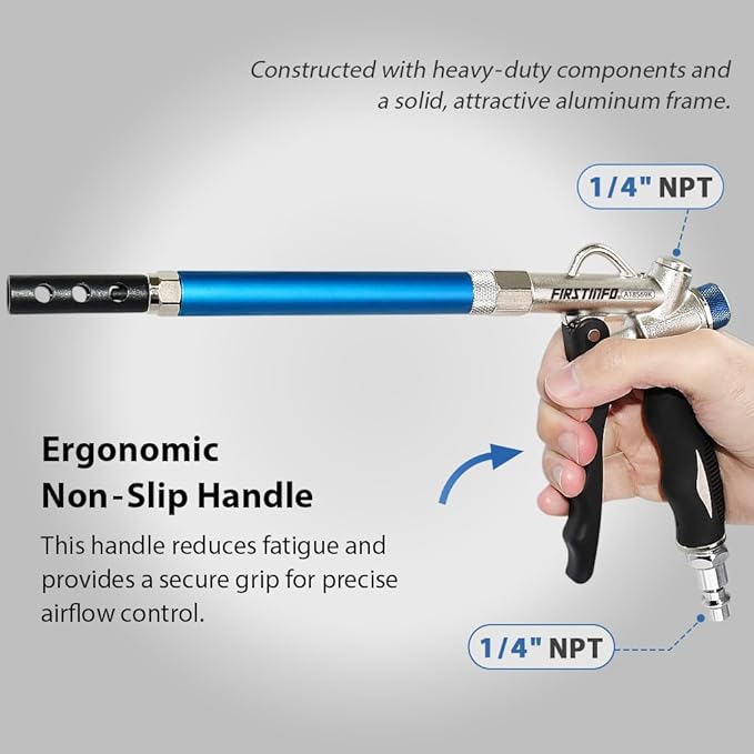 FIRSTINFO TOOLS FIT YOUR NEEDS A18569KUS Adjustable Air Flow | Two-Way Taiwan Air Blow Gun Windstorm Master Kit