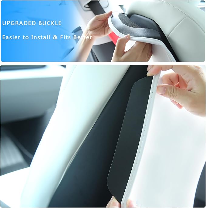 Leather Seat Back Protector for Tesla Model Y 2025 2026 Juniper & Y 3 S X Seat Cover Accessories for Kid Kick Mat（White