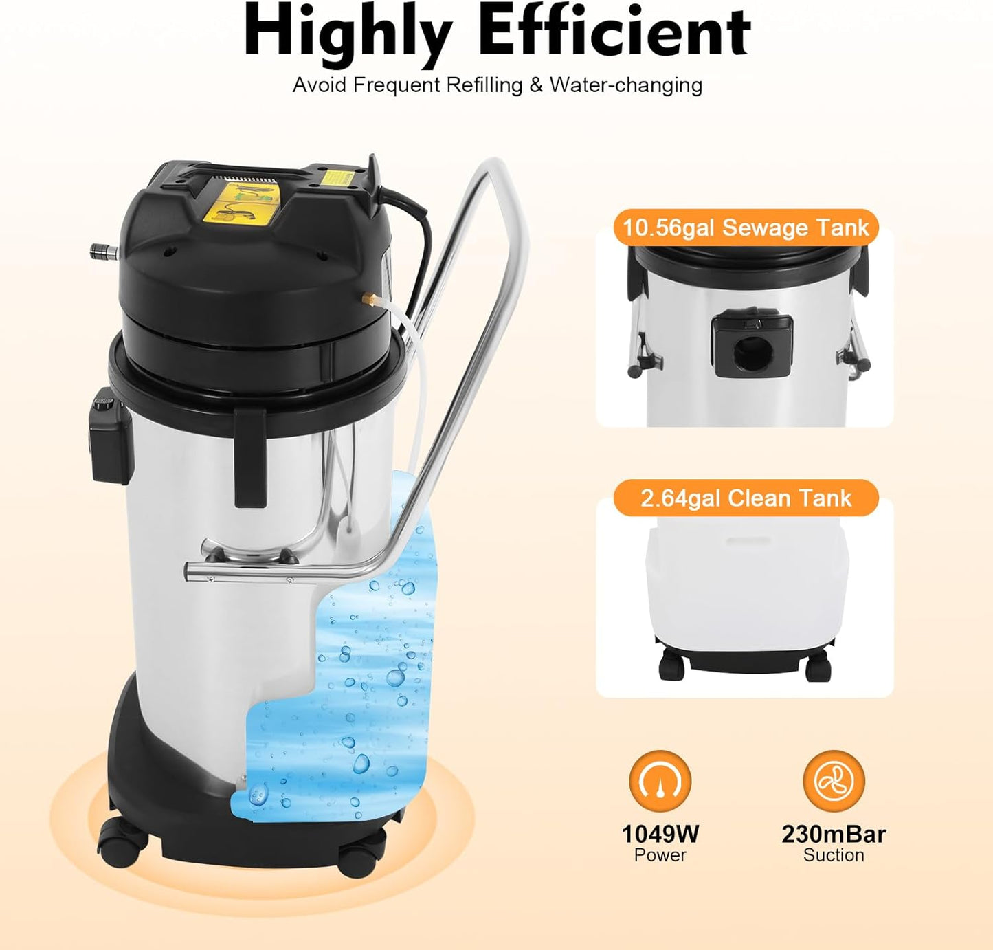 DYRABREST 40L Commercial Carpet Cleaning Machine 3 in 1 Upholstery Cleaner Machine 1000W Professional Extractor Vacuum Washing Machine for Cleaning Carpets, Sofas, Curtains, Vacuuming and Spraying