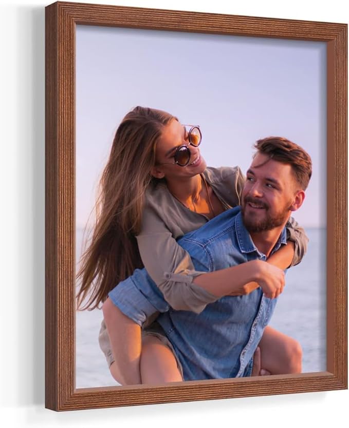 Renditions Gallery 8X10 Custom Photo Prints with Real Wood Picture Frames. Create Personalized Photos with Peel & Stick Photo Frames. Single, Brown Frame
