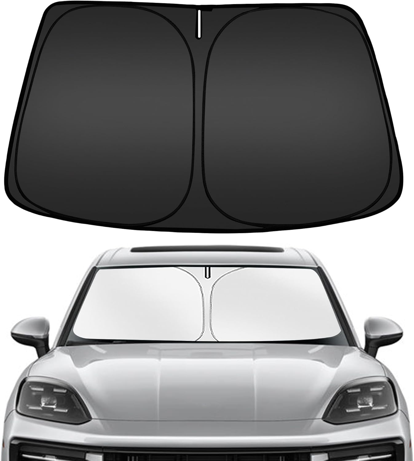 ARISMOTOR Windshield Sun Shade for Porsche Cayenne 2019-2025, Custom Fit Foldable Front Window Sunshade Sun Visor Protector, Block UV Rays Keep Your Car Cooler