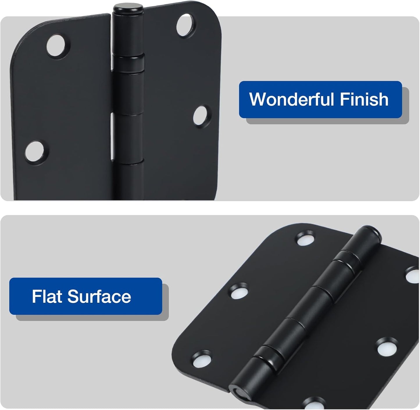 30 Pack Ball Bearing Matte Black Door Hinges 3.5 Inch 5/8" Radius Round Squeak Free Interior 3-1/2"Flat Bifold Standard Bedroom Indoor for Doors 3 ½" House Home Decor Improvement Accessories Hardware