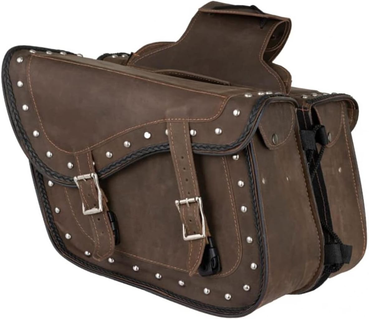 GARGOYLE BELLS Genuine Leather Motorcycle Saddle Bags Motorcycle Luggage Bag For Softails Sportsters Dyna ect