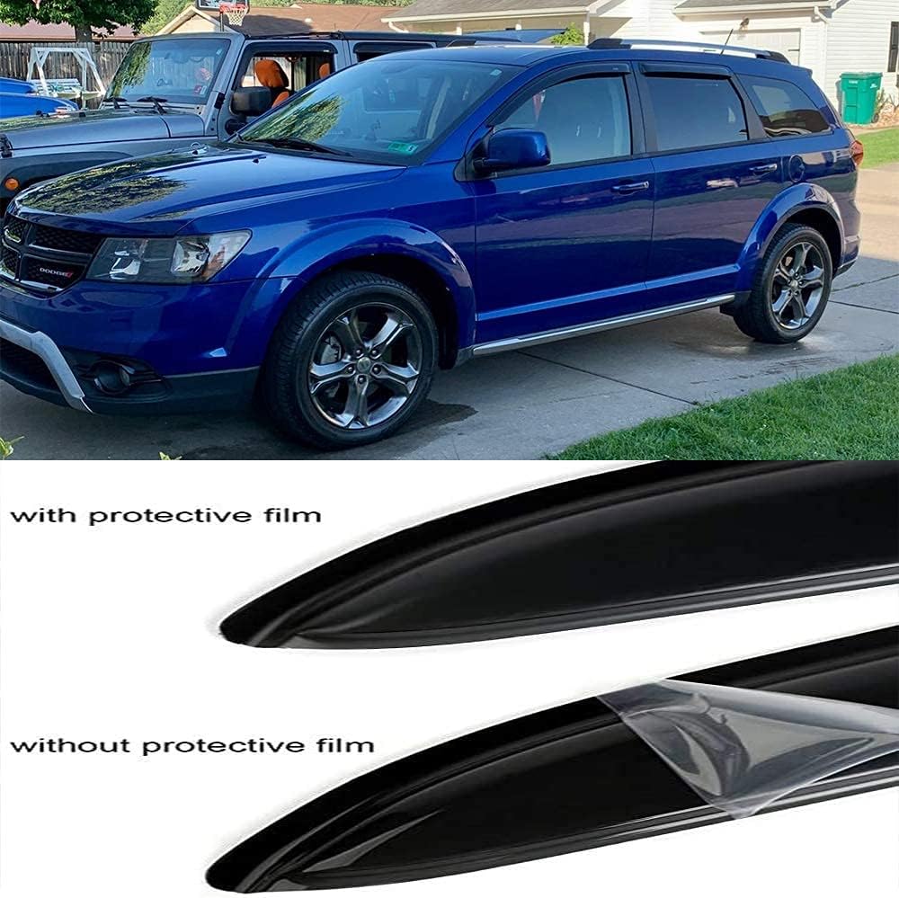 Side Window Wind Vent Deflector, 4pcs Outside Mount Style Tape-On Nice Rain Guards Set, Window Visor fit for 2009-2020 Dodge Journey 94072