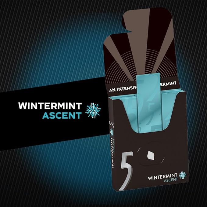 5 GUM Wintermint Ascent Sugar Free Chewing Gum Bulk, 15 Stick Box (Pack of 10)