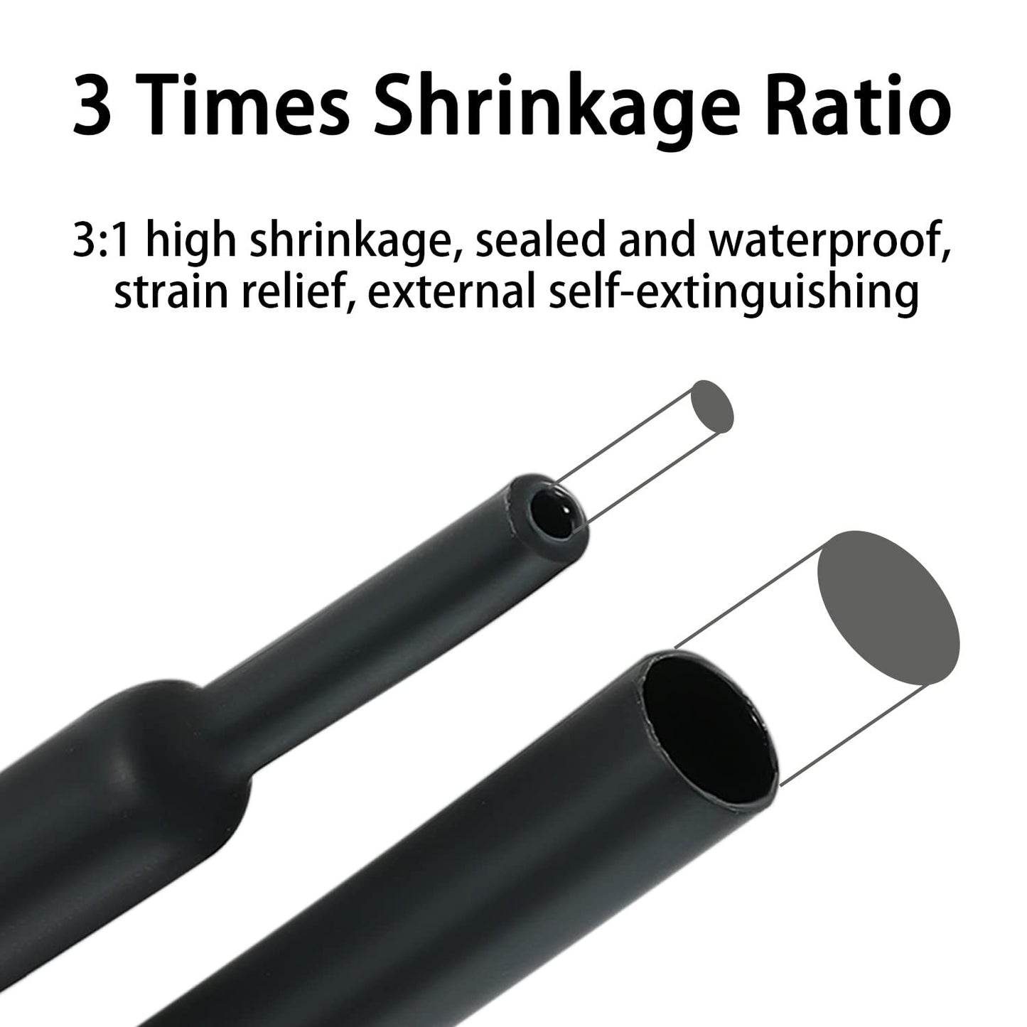3:1 Ratio Heat Shrink Tubing Roll Adhesive Lined Industrial Marine Grade Dual Wall Heat Shrink Tube Waterproof and Sealed Black (1/2 inches(12.7 mm), 10 Feet)