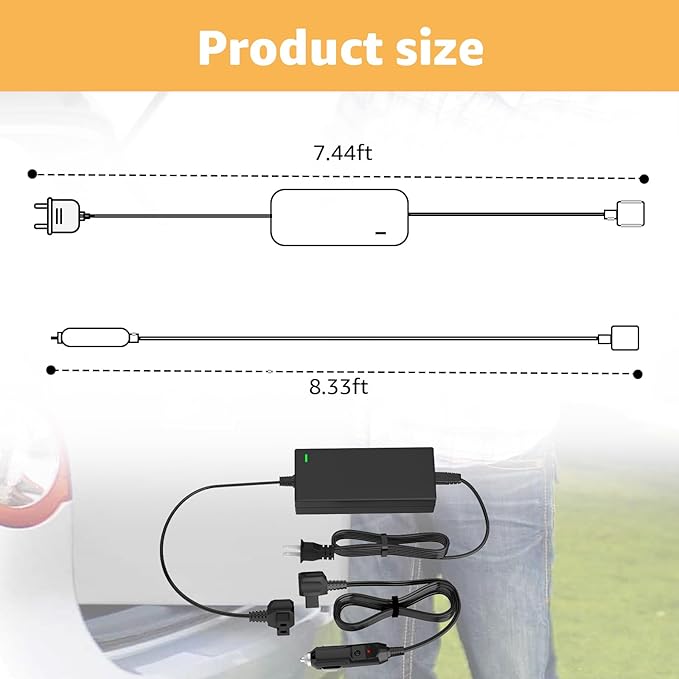 Power Cord Compatible with Alpicool, Bodega, Euhomy, BougeRV, ARB, ICECO, Setpower, JoyTutus, Cooler Power Cord for Most AC/DC Adapter Car Refrigerators﻿ ﻿