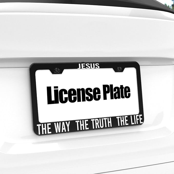Jesus License Plate Frames, The Way The Truth The Life License Plate Cover Holder, Christian Car Accessories, Aluminum Auto Tags Cover 2 Holes Screws 6 X 12 in