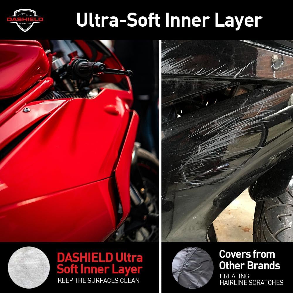 Ultimum Series Motorcycle Cover Waterproof All Weather Protection Universal Heavy Duty Night Reflector with Lock-Holes Compatible with Suzuki Harley Davidson Kawasaki Yamaha Honda Blue Medium