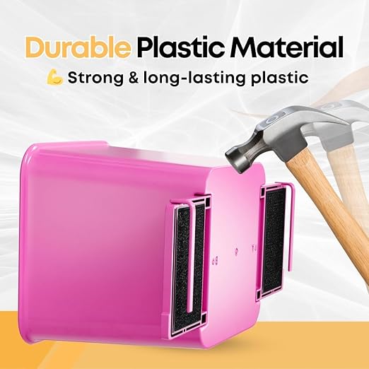 Car Trash Can 2L with Stability Wings & Velcro for Extra Stability ??Magic Strip & Clip for Fabric & Rubber Mats ??Durable Plastic, Easy Pull Trash Bags Included ??Pink