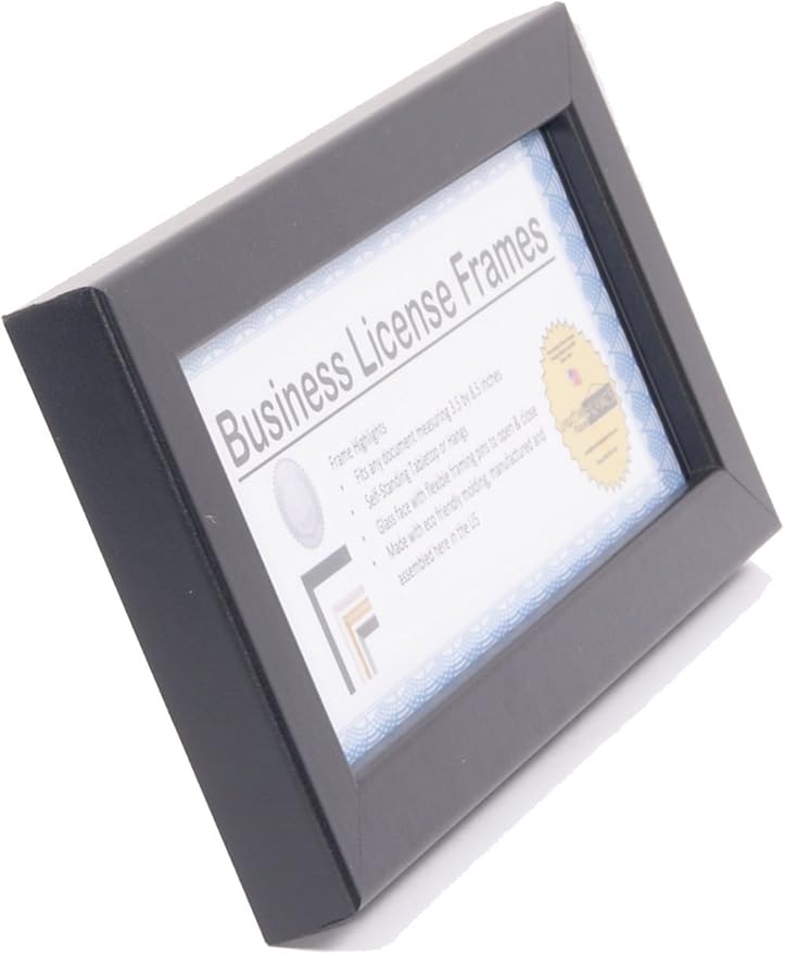 Creative Picture Frames 4-4X9Bk Black Business License Certificate Frames for Professionals 3.5 by 8.5-Inch Self Standing Easel