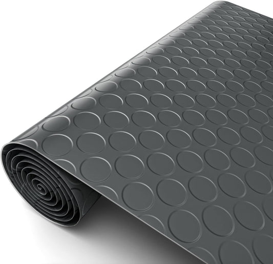 Premium Garage Floor Mat, Commercial Grade Heavy Duty Parking Mat for Garage Floor, Golf Cart Parking, Water/Stain Resistant Floor Runner (Grey Coin, 4 x 20 Feet)