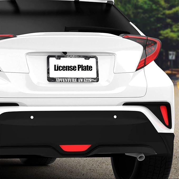 Adventure Awaits License Plate Frame - American Mountains Vanity Car Tag Frames Aluminum Auto Tags Cover 2 Holes Screws (Adventure Awaits 1)