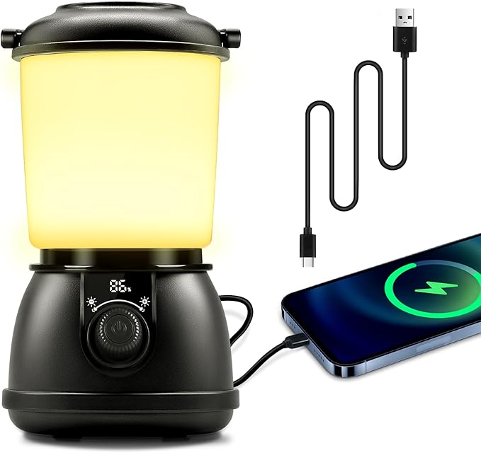 LED Camping Lantern Rechargeable, 5200mAh Camping Lights up to 150 Hours & 5 Light Modes, IPX5 Waterproof, Camping Tent Light for Power outages, Hurricane, Hiking, Emergency, and Home