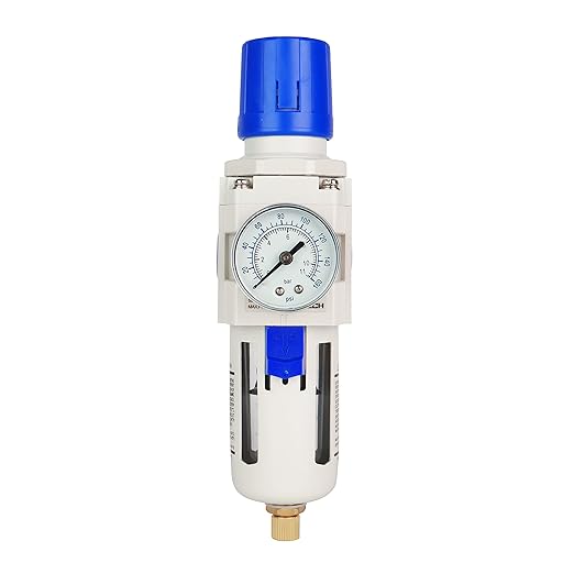BLCH 3/8" NPT Air Dryer - Air Pressure Regulator, Air Compressor Filter AW3000-03 Semi-Auto Drain Poly Bowl Gauge 0-160 PSI 5μm Brass