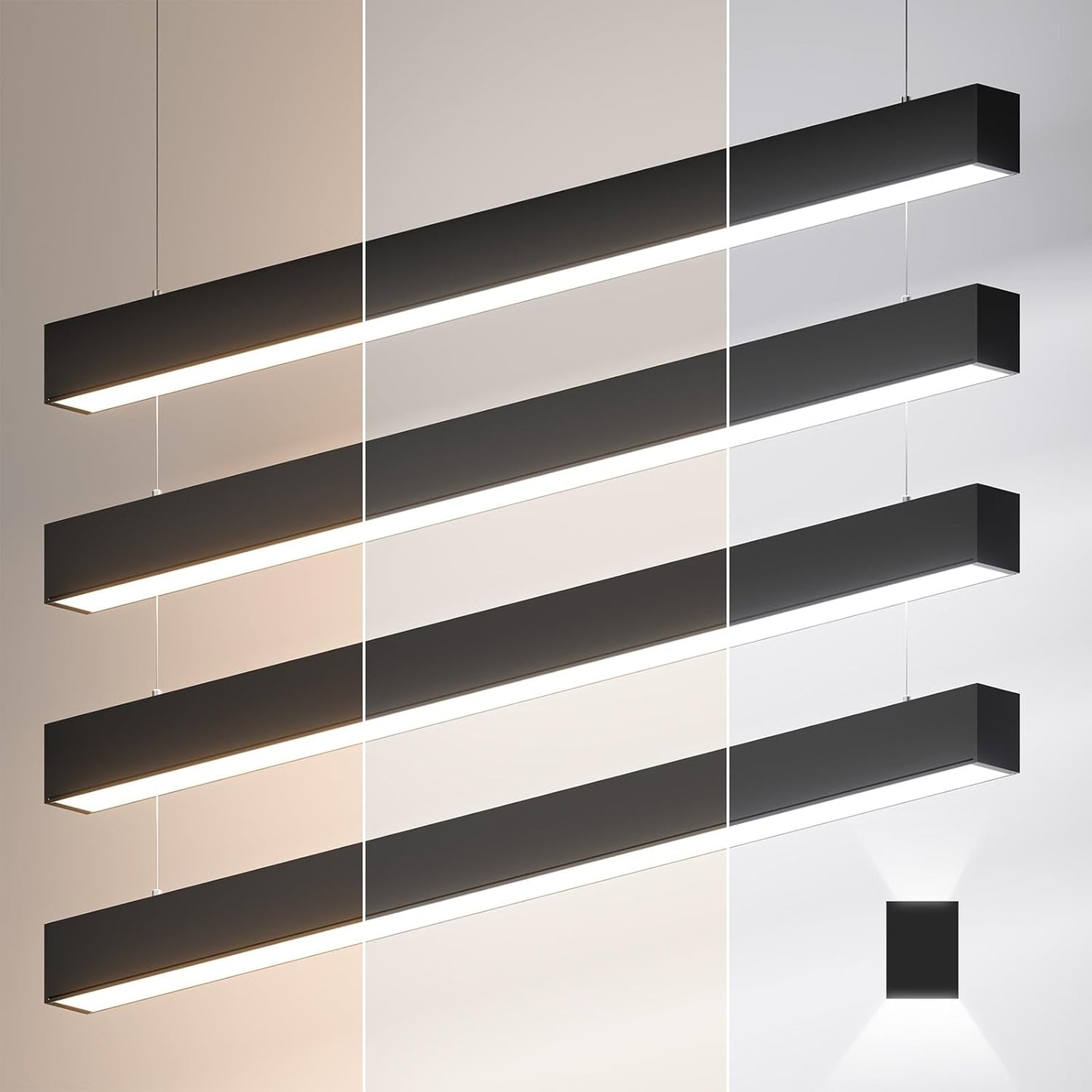 4FT LED Linear Lights 50/45/40/35/30W Up and Down Light, 3000/4000/5000K 4 Feet Commercial Shop Lighting for Office Garage Basement Shop Dining Room bar, Dimmable 4’ Architectural Fixture-4Pack