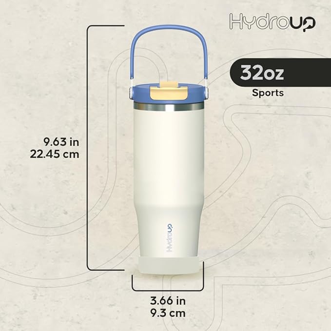 Sport Tumbler 32oz Stainless Steel Water Bottle, Vacuum Insulated with 2-in-1 Lid (Straw & Spout), Leak-Proof Reusable Travel Mug for Hot and Cold Drinks