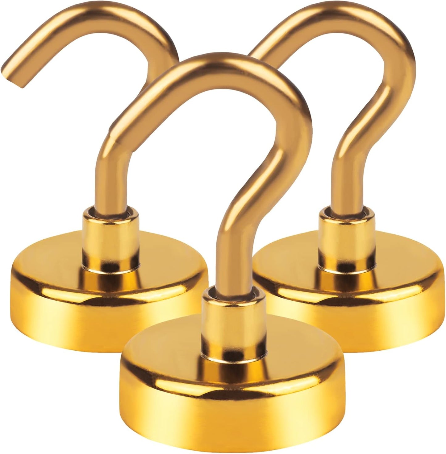 DIYMAG Magnetic Utility Hooks, 30Lbs Heavy Duty Rare Earth Neodymium Magnet Hooks with Nickel Coating for Kitchen, Garage, Cruise, Classroom, Workplace and Office etc, 3 Packs (Yellow)