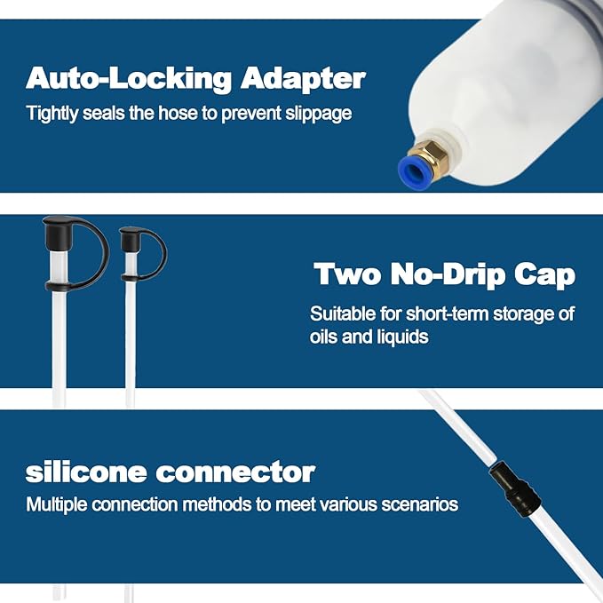 200cc Fluid Transfer Pump, Oil Extractor Pump for Oil Change, Oil Syringe, Manual Oil Extraction and Filling Pump with Two Hoses, for Automotive, Motorcycle, Marine & Equipment Maintenance.