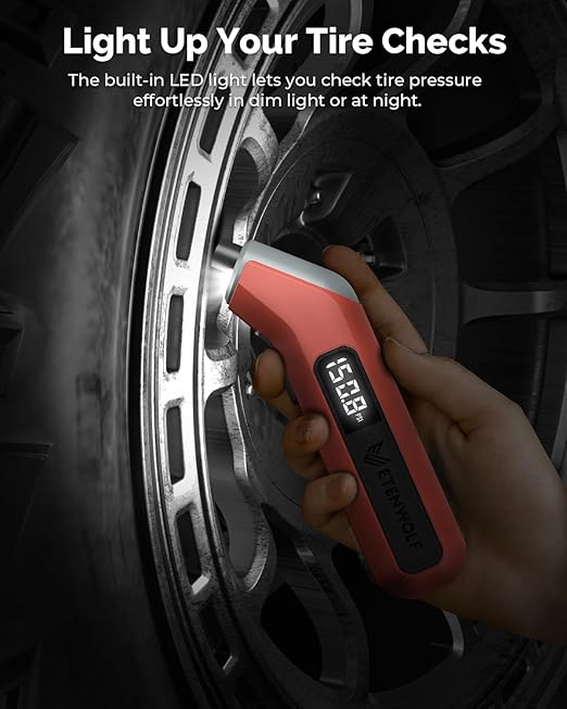 ETENWOLF Digital Tire Pressure Gauge 2 Pack, Industrial Tire Gauge 3-200 PSI, Calibrated to ANSI B40.7 Grade 2A(Plus-Minus 0.5%), Air Pressure Gauge with Replaceable AAA Batteries (Space Grey)