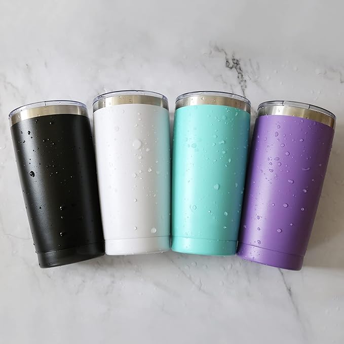 6 Pack 20 oz Stainless Steel Insulated Tumbler with Straw and Lid, Double Wall Travel Coffee Mug Vacuum Insulated Bulk Tumbler Set of 6, Suitable for Vehicle Cup Holders