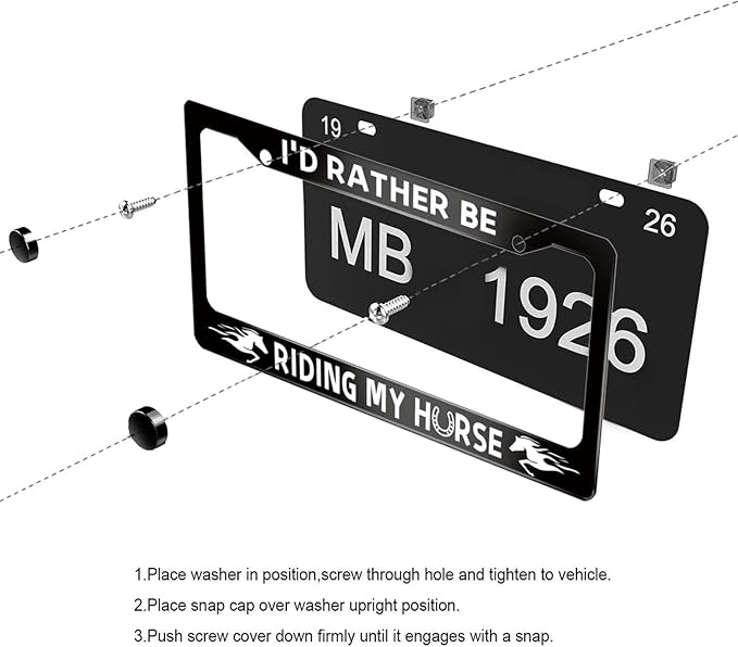 I'd Rather Be Riding My Horse License Plate Frame Animal for Car Decorative Parts License Plate for Standard Us Canada License Plate Holder 12x6 Inch