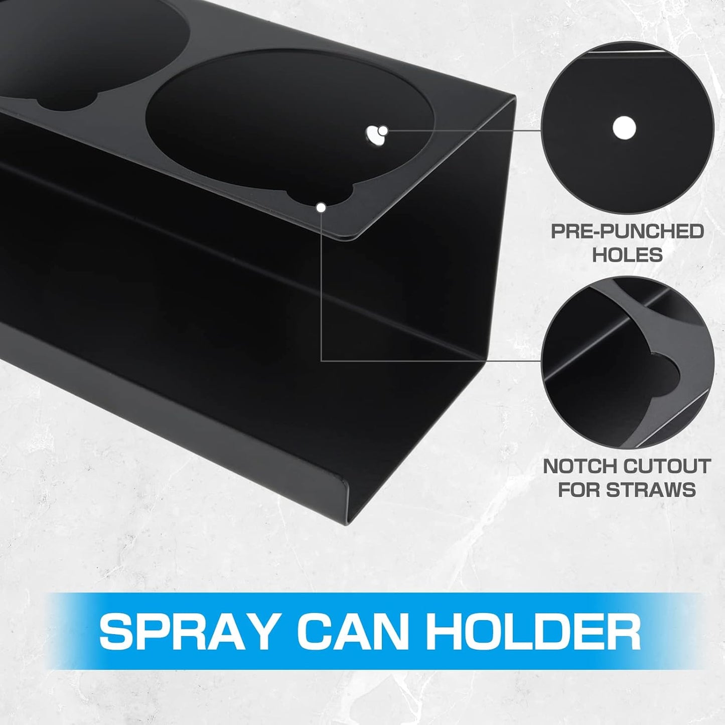 RealPlus Aerosol Spray Can Holder Rack Organizer, 4 Can Spray Bottle Holder Heavy-Duty Steel Wall Mounted for Garage and Workspace, Pack of 4