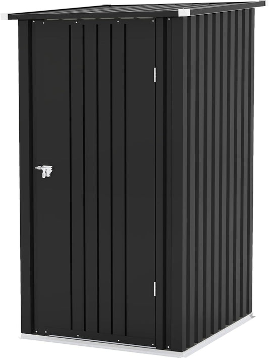 Patiowell 3 x 3 FT Outdoor Storage Shed,Small Garden Tool Storage Shed with Sloping Roof and Single Lockable Door, Outdoor Shed for Backyard Garden Patio Lawn, Black