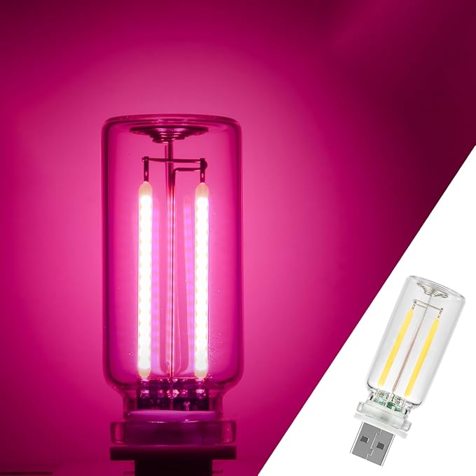 1 Pack Car LED Lights Interior, USB Light for Car Decor & Bedroom, Touch Dimmable Ambient Lighting, Mini Glass Bottle Night Light for Camping Gifts-Pink