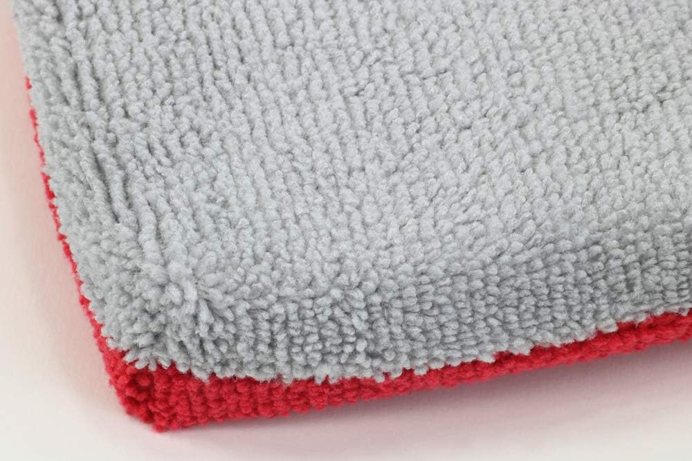 Autofiber [Saver Applicator Terry] Ceramic Coating Applicator Sponge | 12 Pack | with Plastic Barrier to Reduce Product Waste. (Red/Gray, Thin)